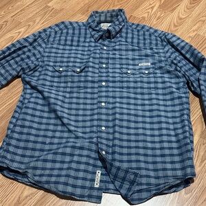 Lucky Brand Navy Checkered Button Down Shirt